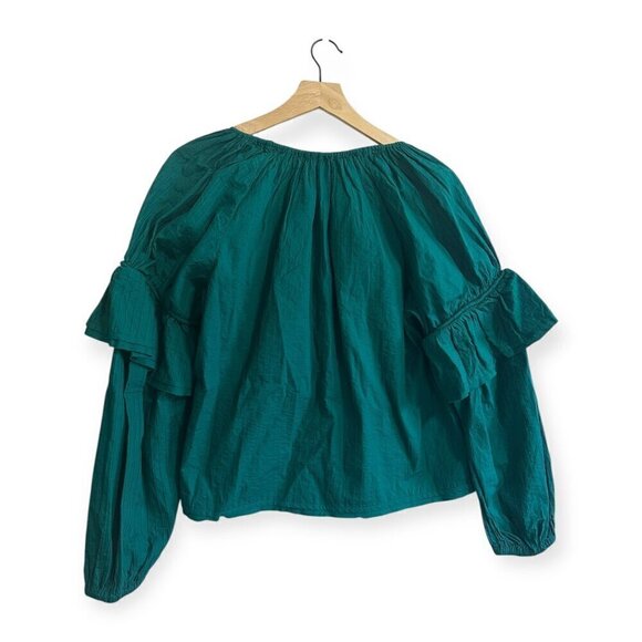 Ulla Johnson Concetta Cotton Blouse, Size 2, Color Verdigris, puff sleeves, NWT - Picture 3 of 16